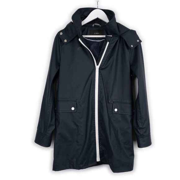 J. Crew Jackets & Blazers - J. Crew Navy Rubberized raincoat size S